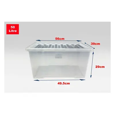 (Set of 3, Litre) Clear Plastic Storage Boxes With Black Lids Home