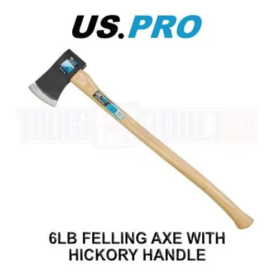 US PRO Tools 6LB Felling Axe With Hickory Handle Log Splitting Maul