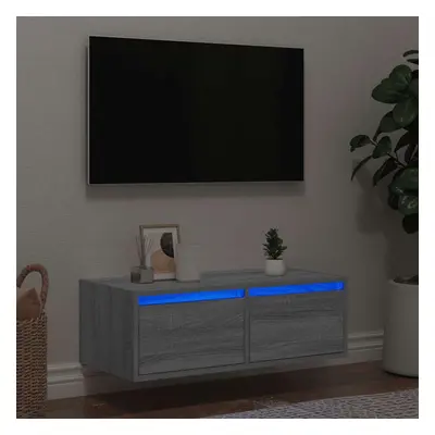 vidaXL TV Cabinet with LED Lights Grey Sonoma 75x35.5x25 cm