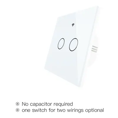 (2 Gang White) EU Wall Touch 250V 50/60Hz Smart Light Switch for Neutral Wire/No Neutral Wire No