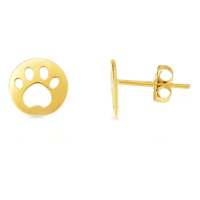 14k Yellow Gold Cat Pow Stud Earrings