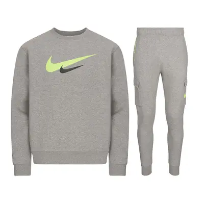 (Large) Nike Swoosh Graphic Pullover Tracksuit Set Grey