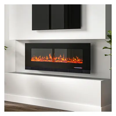 50 Inch 1800W Black Wall Mounted Electric Fireplace With Touch Screen