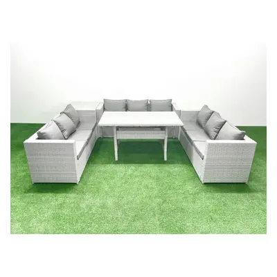 Fimous Rattan Garden Outdoor Furniture Set Seater Garden Sofa Rectangulr Dining Table Set with S