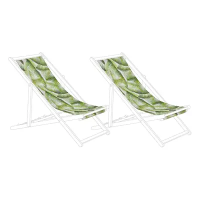 Set of Sun Lounger Replacement Fabrics Palm Leaves Pattern Green ANZIO / AVELLINO