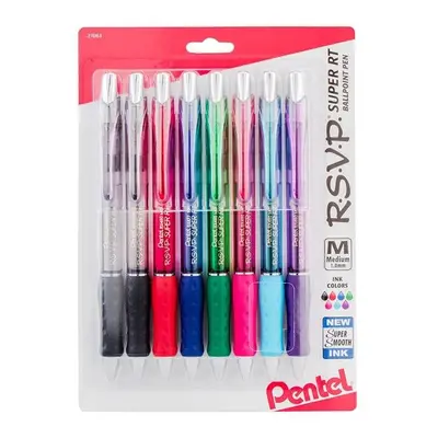 Pentel of America PENBX480BP8M-2 RSVP Super RT Bllpoint Pen, Assorted - Per Pack - Pack of