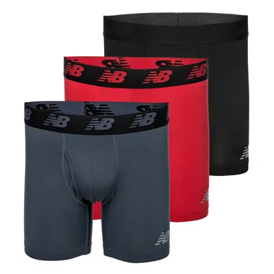 New Balance Men's 6"" Boxer Brief Fly Front with Pouch 3-Pack Black/T