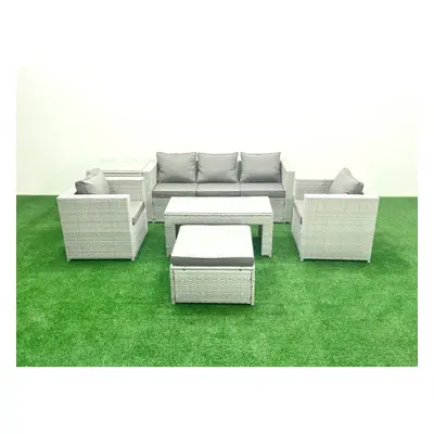 Fimous Rattan Garden Furniture Set Pieces Outdoor Garden Sofa Oblong Coffee Table Set with Chair