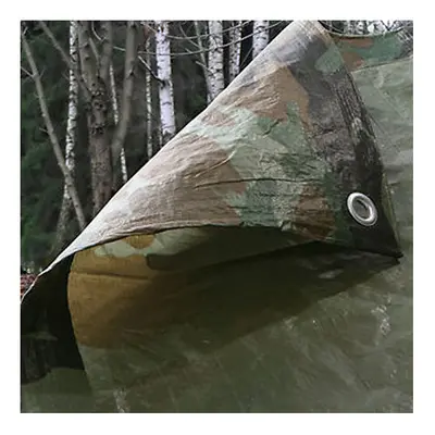 (4.5M x 6M) Army Camouflage Waterproof Tarpaulin Sheet Tarp Cover With Eyelets