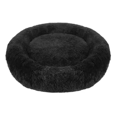 (Large, Black) Plush Donut Dog Bed Anti Anxiety Calming Pet Bed