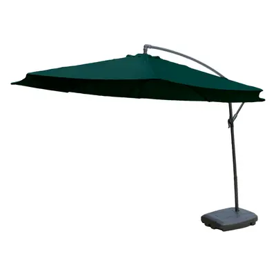 (Green Parasol With Base) KCT 3m Garden Patio Cantilever Parasol and Base