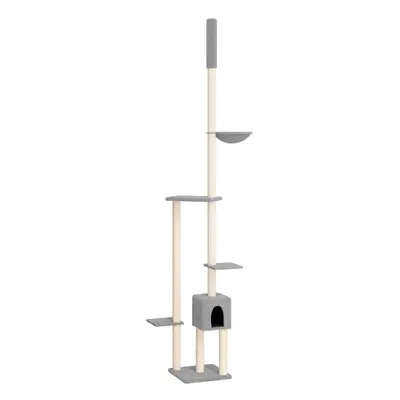 (light grey) vidaXL Floor to Ceiling Cat Tree 258.5-284.5cm Cat Scratch Tower Multi Colours