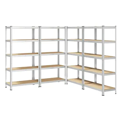 vidaXL 5-Layer Heavy-duty Shelves pcs Silver Steel&Engineered Wood