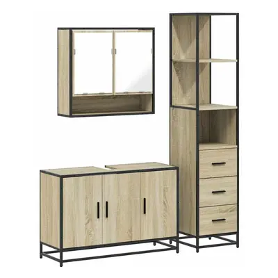 (sonoma oak) vidaXL Piece Bathroom Furniture Set Sonoma Oak Engineered Wood