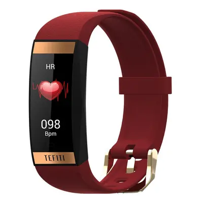 (Red) Smart Bracelet Heart Rate Blood Pressure Oxygen Monitoring IP67 Waterproof