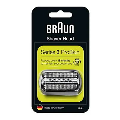 Braun Series 32S Electric Shaver Head Replacement - Silver - Compatible with Series ProSkin Shav