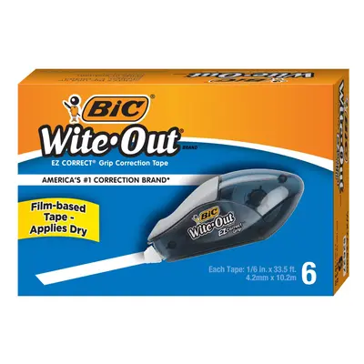 BIC Wite-Out Brand EZ Correct Grip Correction Tape White 6-Count