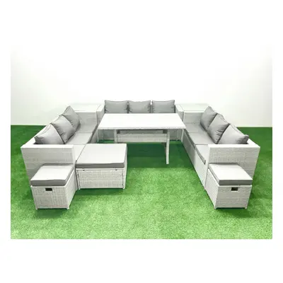 Fimous Rattan Garden Outdoor Furniture Set Seater Garden Sofa Rectangulr Dining Table Set with F