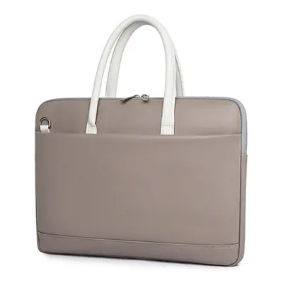 (Gray) 13.3 15.6 inches Laptop Bag Briefcase Portable PU Leather Laptop Case Casual Business Han