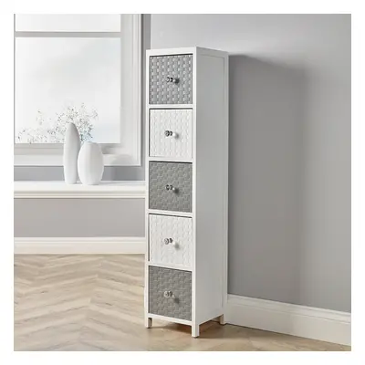 White Wooden Storage Unit Drawer Tall Chest Bedroom Organiser Crystal Handles