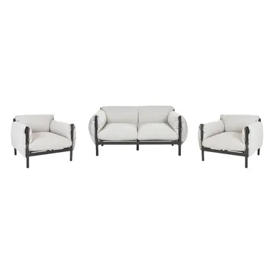 2 Seater Sofa with Armchairs ESPERIA Metal Grey