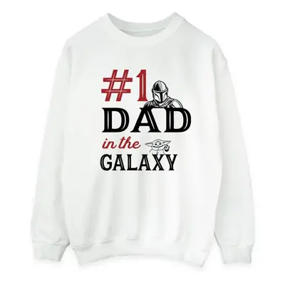 (M, White) Star Wars Mens Mandalorian Number One Dad Sweatshirt