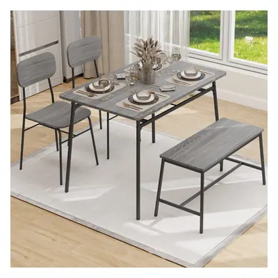 (Grey) Dining Table Chair Set Seat Kitchen with Shelf