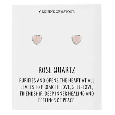 Rose Quartz Heart Stud Earrings with Quote Card