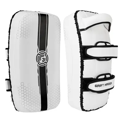 (White/Black, Pair) GRAFT MMA Thai Pads, Kick Shield, Strike Shield