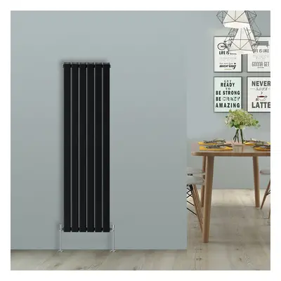 (Vertical 1800x408mm - Double) NRG Black Flat Panel Designer Radiator Single Double Column Bathr