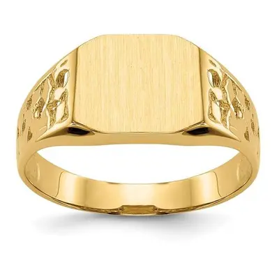 14K Yellow Gold x 10.5 mm Open Back Mens Signet Ring - Size