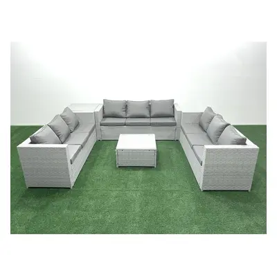 Fimous Rattan Garden Outdoor Furniture Set Seater Rattan Garden Sofa Set with Side Table Light G