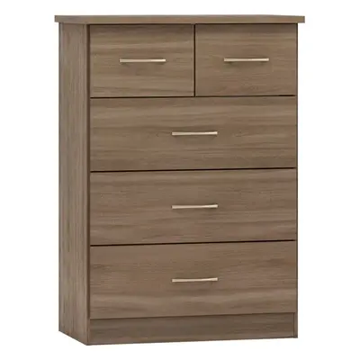 Nevada 3+2 Drawer Chest Rustic Oak Effect Drawers