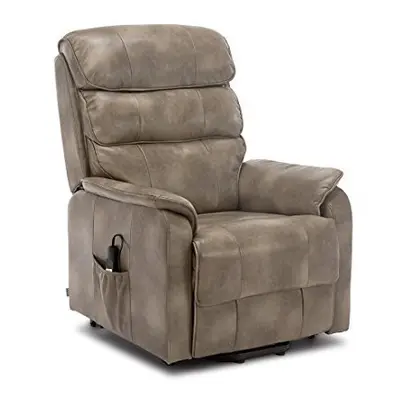 (Stone) Buckingham Electric Rise Recliner Armchair Lounge Leather Air Riser Chair