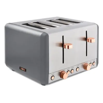 Tower Cavaletto 1800W Slice Stainless Steel Toaster - Grey/Rose Gold