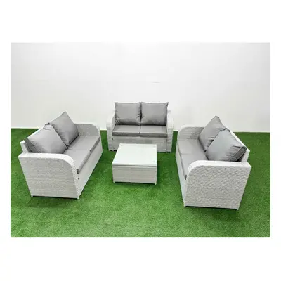 Fimous Seater PE Wicker Rattan Furniture Sofa Sets with Square Coffee Table Seater Love Sofa Lig