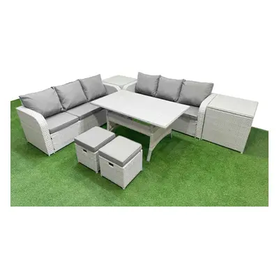 Fimous Outdoor Garden Furniture Sets Seater Wicker Rattan Furniture Sofa Sets with Stools Side T