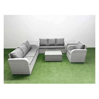 Fimous Seater Poly Rattan Outdoor Garden Furniture Sofa Set Patio Seater Sofa Reclining Chair Se