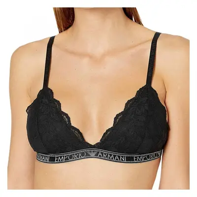 (L) Logoband Lace Padded Triangle Bra, Black