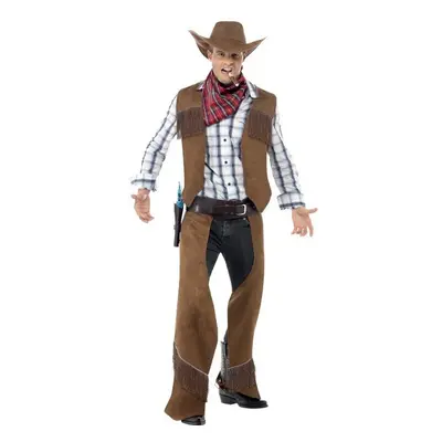 Smiffy's Men's Fringe Cowboy Costume, Waistcoat, Chaps, Neckerchief And Hat