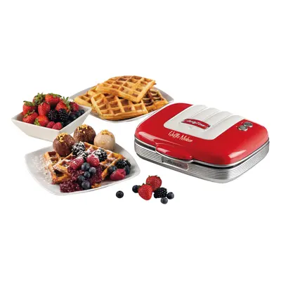 AriAR1973, Red Retro Style Waffle Maker, Non-Stick Easy Clean with Safety Lock, 700W