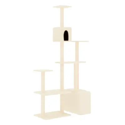 (cream) vidaXL Cat Tree with Sisal Scratching Posts Cat Scratch Tower Climber Dark Grey