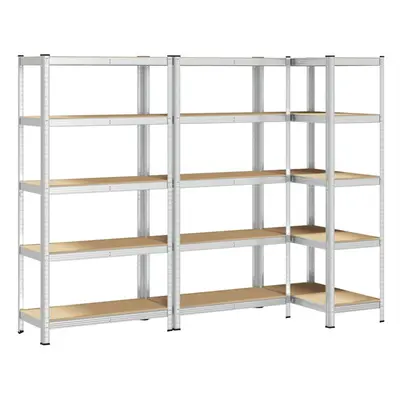 vidaXL 5-Layer Heavy-duty Shelves pcs Silver Steel&Engineered Wood