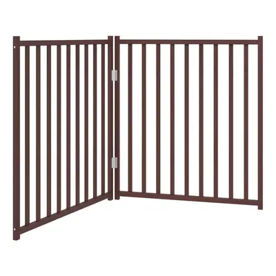 (brown oak, x x cm/ pcs) vidaXL Dog Gate with Door Foldable Dog Fence Barrier Pet Gate Solid Woo