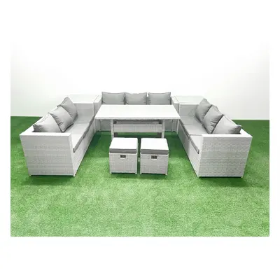 Fimous Rattan Garden Outdoor Furniture Set Seater Garden Sofa Rectangulr Dining Table Set with S