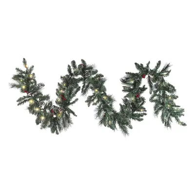 Pre-Lit Frosted Christmas Garland cm Green WAPTA