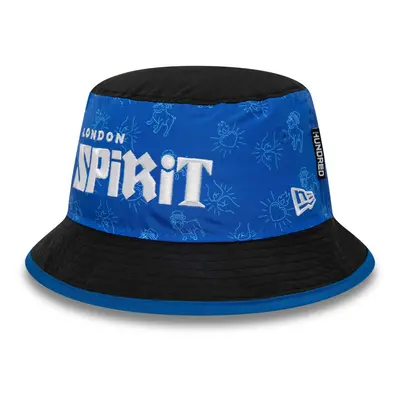 (Blue/Black, Medium) London Spirit The Hundred New Era All Over Print Bucket Hat