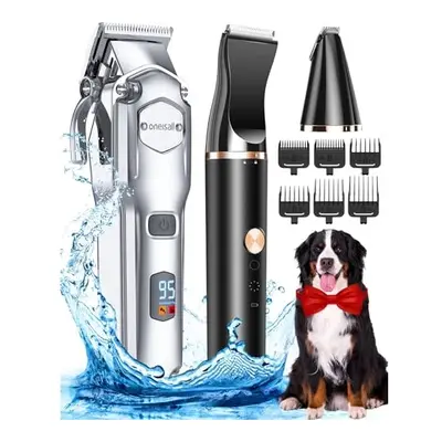 oneisall Dog Clippers in Kit, IPX7 Dog Clippers Professional for Thick Hair, Low Noise Cordless 