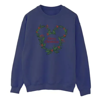 (4XL, Navy Blue) Disney Mens Mickey Mouse Merry Christmas Holly Sweatshirt