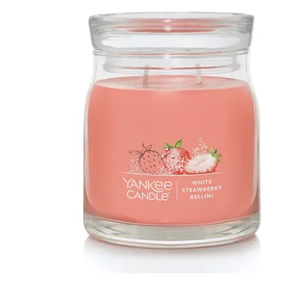 Yankee Candle White Strawberry Bellini Scented Signature 13oz Medium Jar 2Wick Candle Over Hours